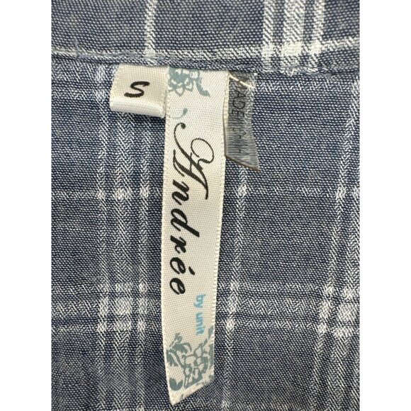 Andree by Unit Womens Cardigan Sz S Blue Plaid Outdoorsy Modern Lightwt Open - Picture 6 of 12